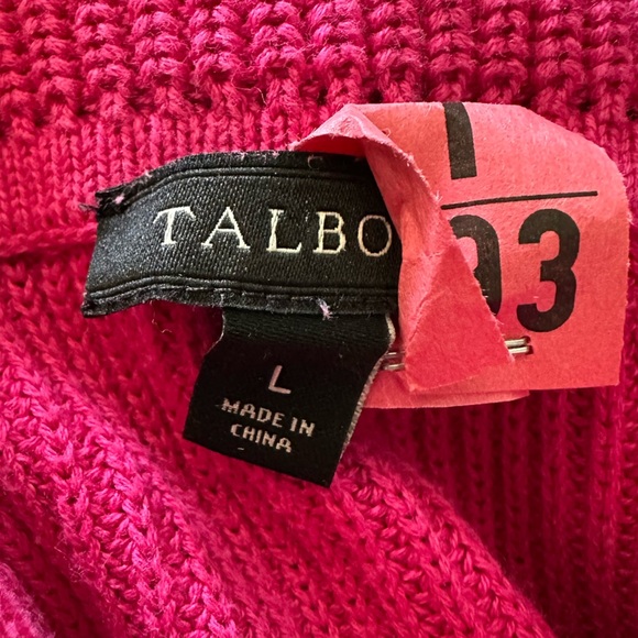 Talbots Cowlneck Sweater Fuchsia Hot Pink Cotton Size Large Flare Sleeves - Picture 7 of 7